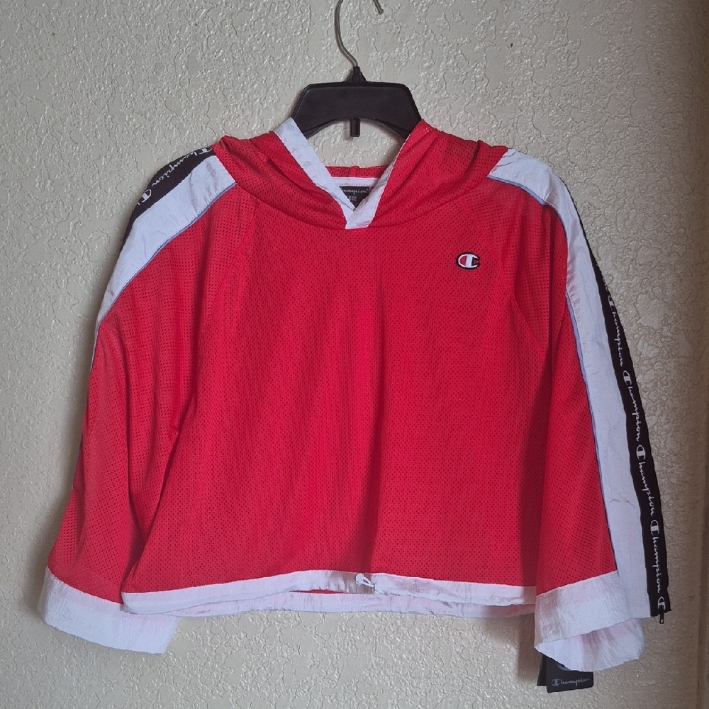 Champion Red and White Hoodie